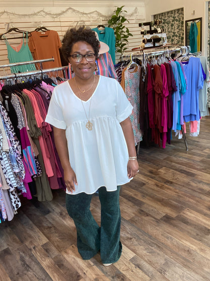 Cream Empire Waist Top