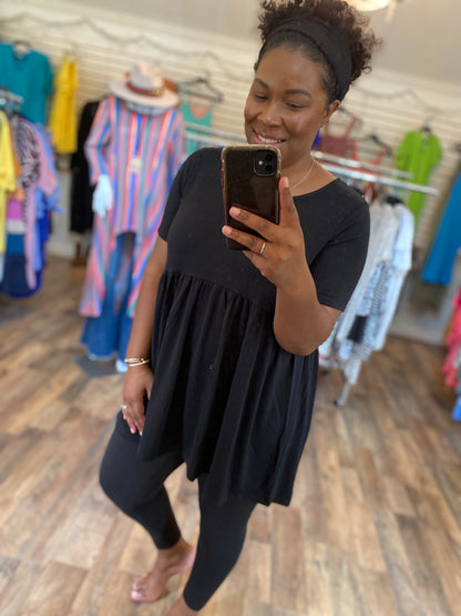 Black Empire Waist Tunic Top