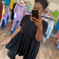 Black Empire Waist Tunic Top