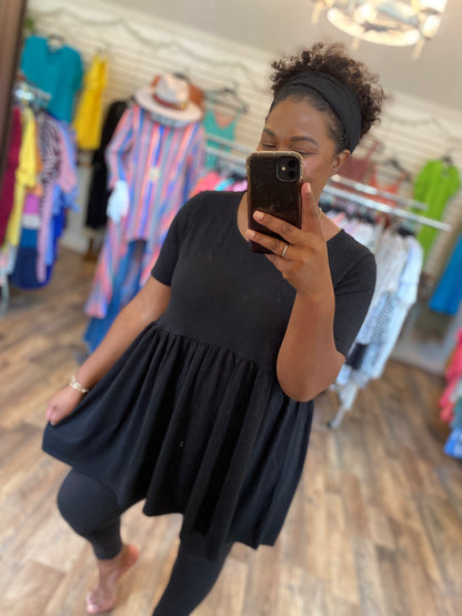 Black Empire Waist Tunic Top