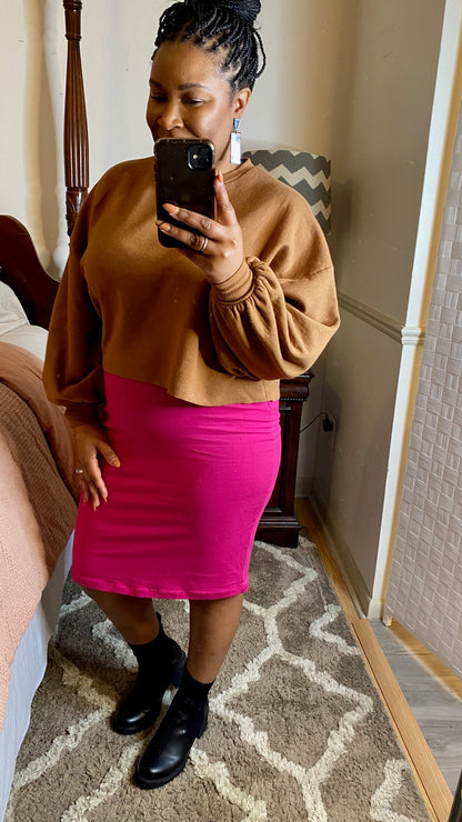 Magenta Pencil Skirt