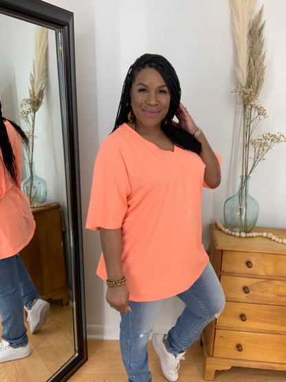 Coral Drop Shoulder Top