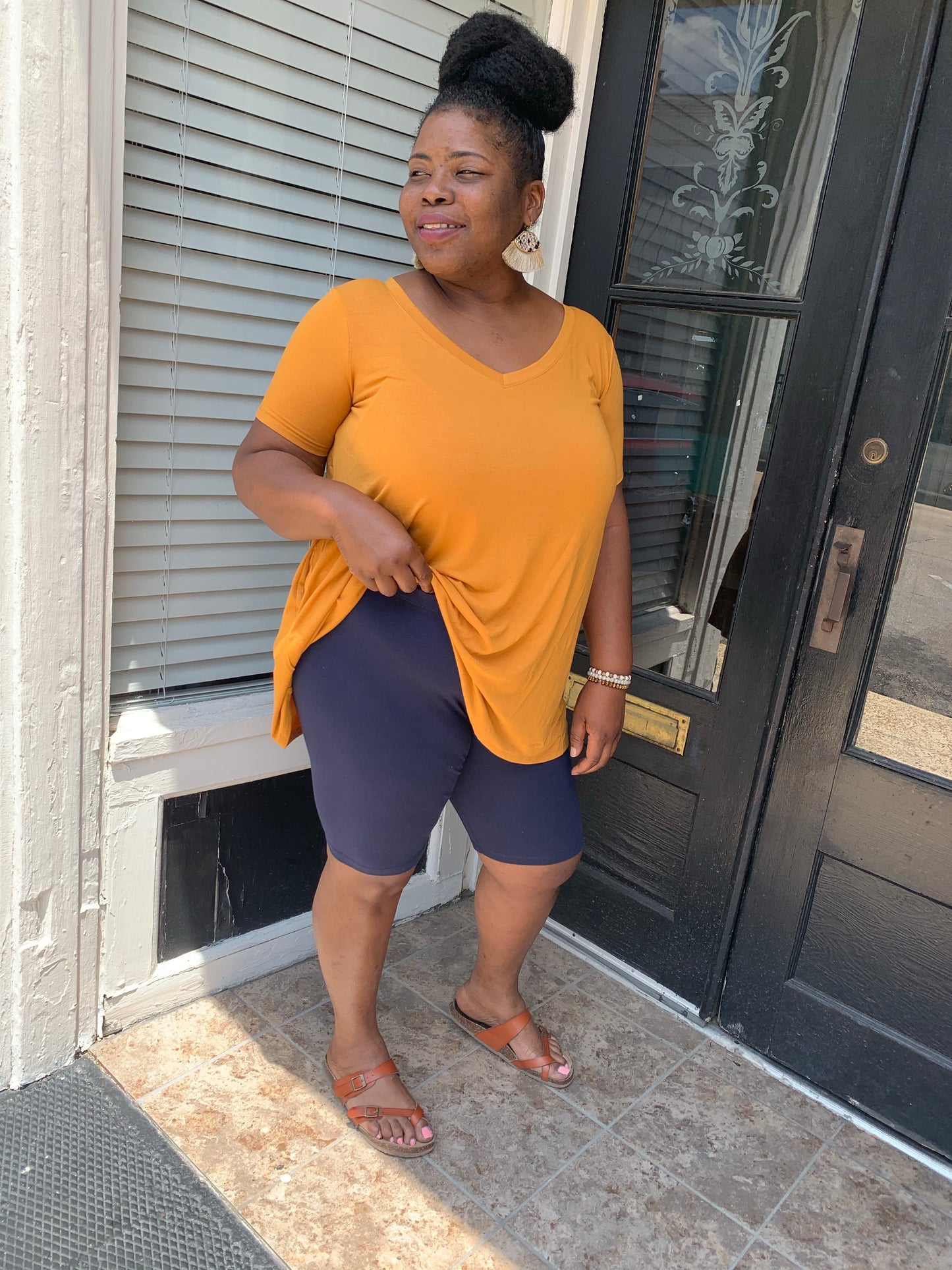 V-Neck Flared Top With Pockets