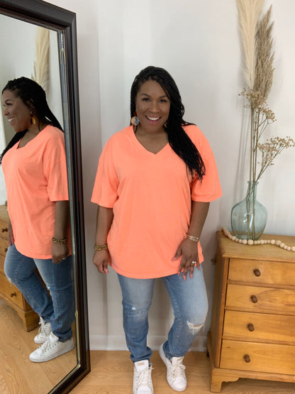 Coral Drop Shoulder Top