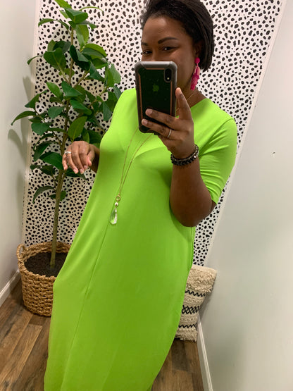 Green V-Neck Maxi