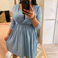 Blue Gray Surplice Dress