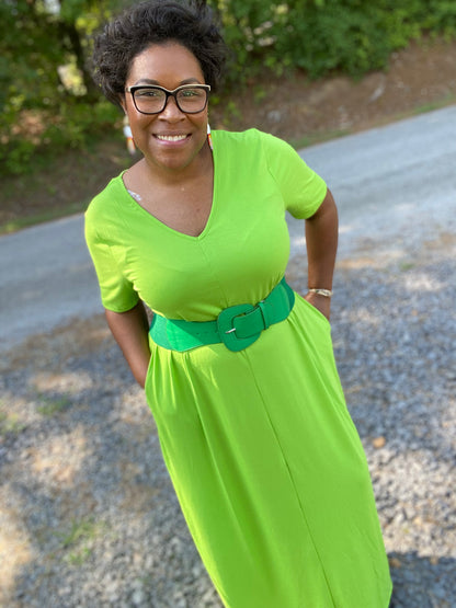 Green V-Neck Maxi