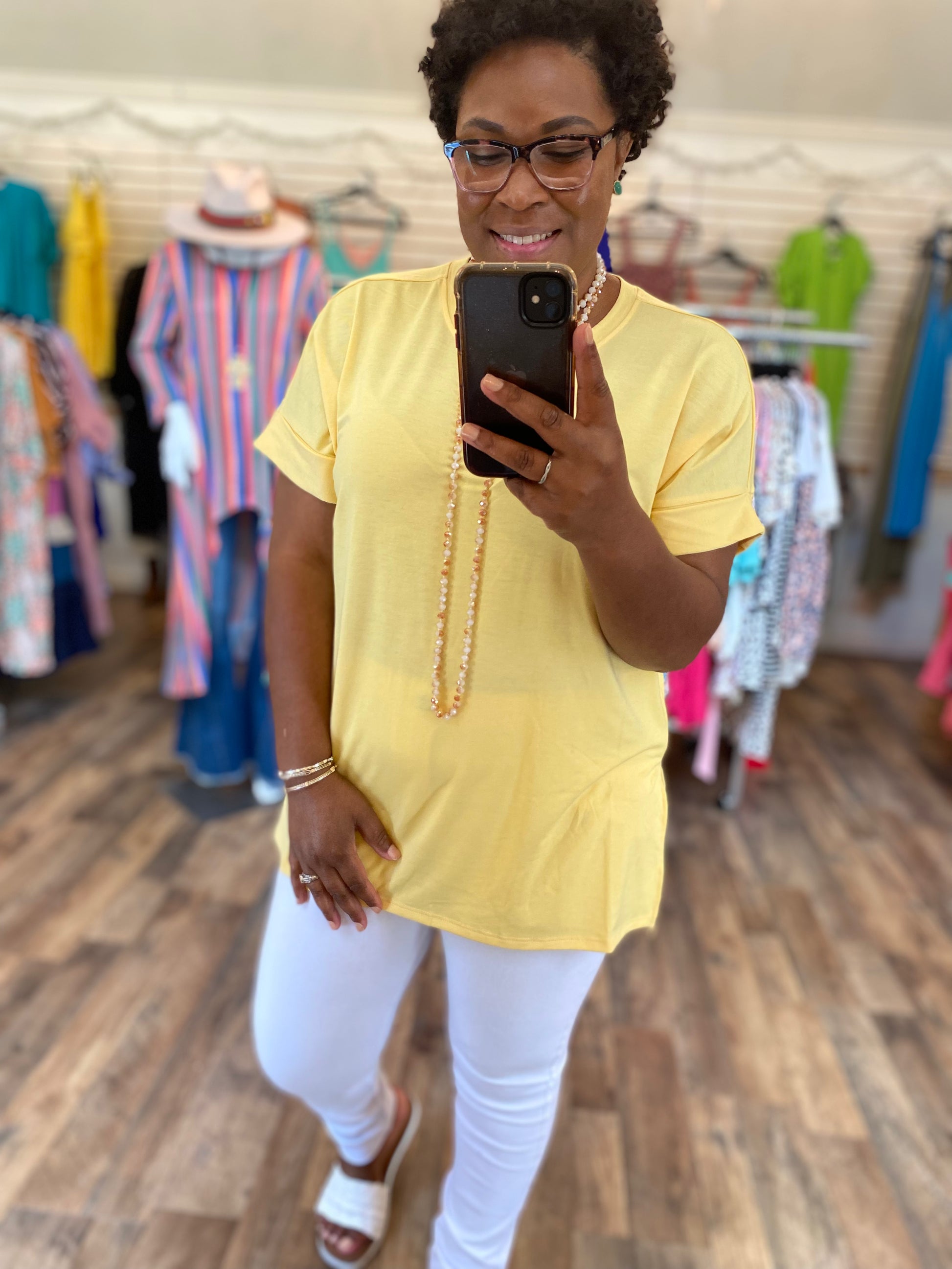 Yellow tunic top hotsell