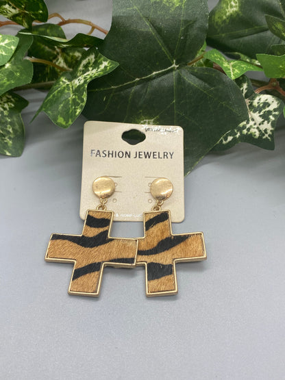 Crisscross Animal Print Earrings