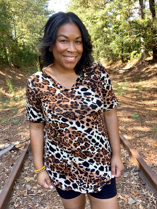 Leopard Hem Top