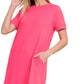 Fuchsia Rolled Sleeve Dress