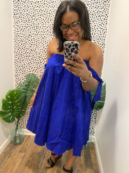 Open Shoulder Tie Dress