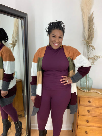 Multi Color Block Open  Duster Cardigan