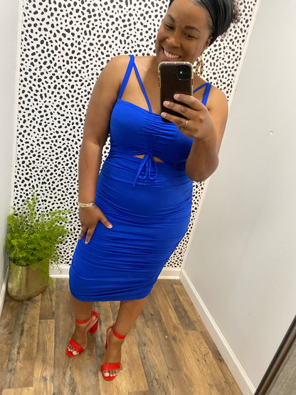 Royal Blue Cut out Dress