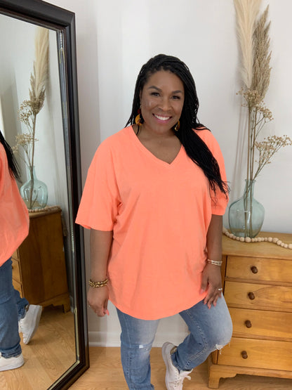 Coral Drop Shoulder Top