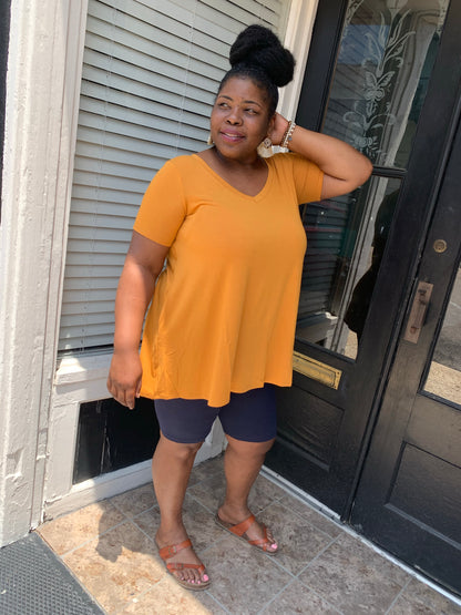 V-Neck Flared Top With Pockets