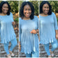 Blue Gray Ruffle Tunic Set
