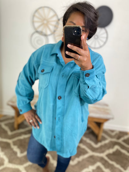 Teal Fleece Shacket