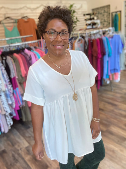 Cream Empire Waist Top