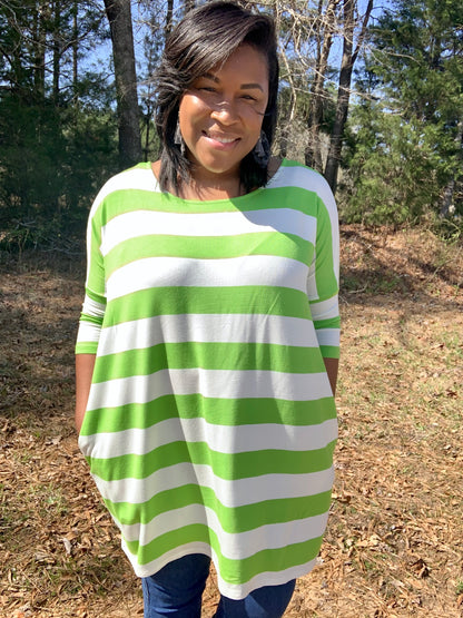 Green & Ivory Stripes