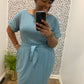 Blue Gray Belted Dress