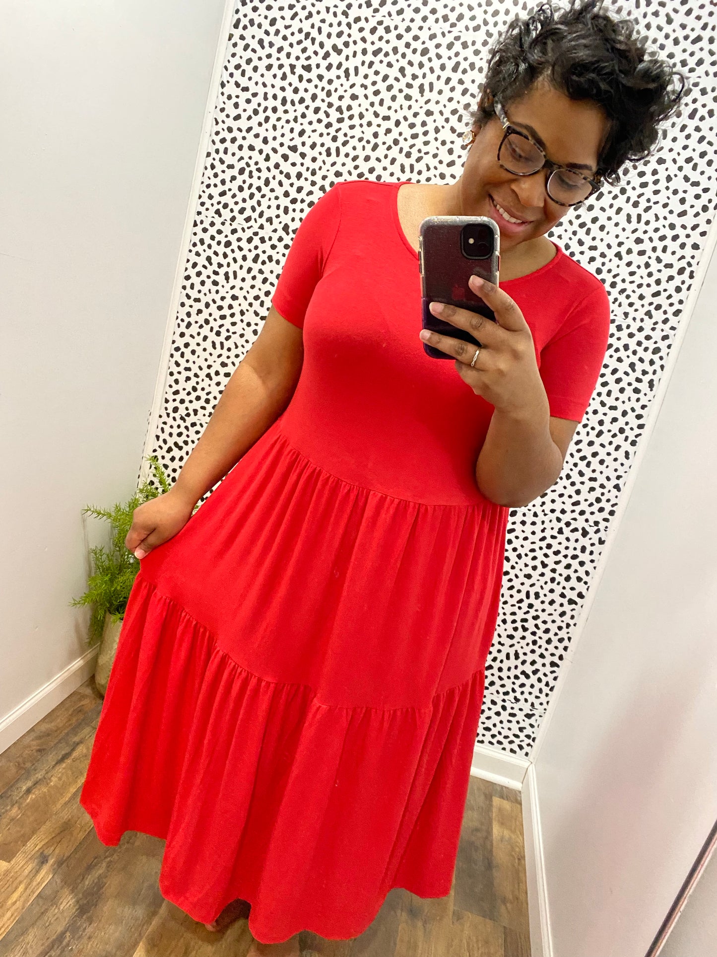 Tiered Midi Dress (Ruby)