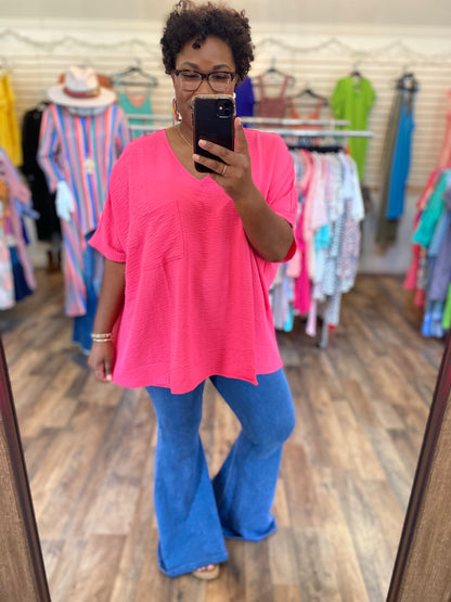 Fuchsia Dolman Top