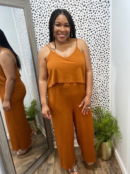 Double Layered Jumpsuit (Almond)
