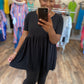 Black Empire Waist Tunic Top