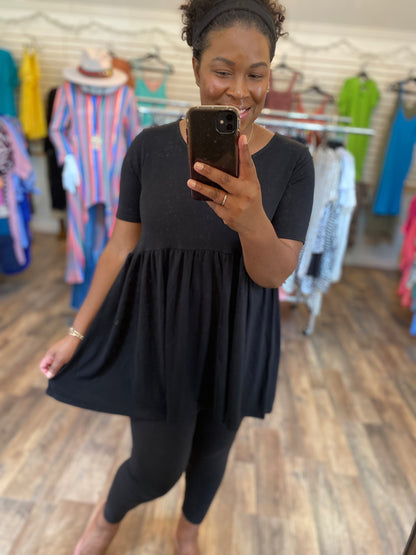 Black Empire Waist Tunic Top