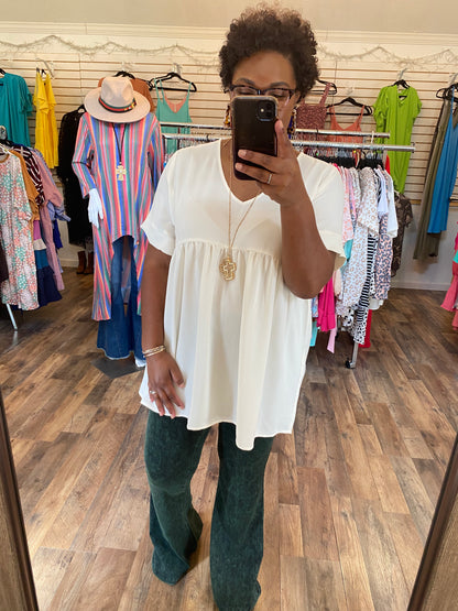 Cream Empire Waist Top