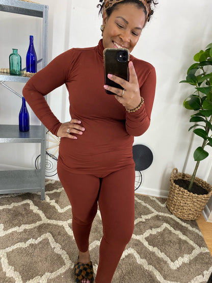 Rust Mock Neck Set