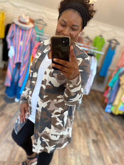Brown Camo Cardigan