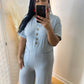 Gray Solid Knit Jumsuit