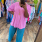 Mauve Pink Drop Shoulder Top