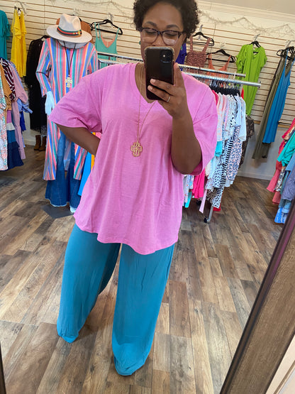 Mauve Pink Drop Shoulder Top