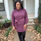 Belted Turtleneck Sweater Dress