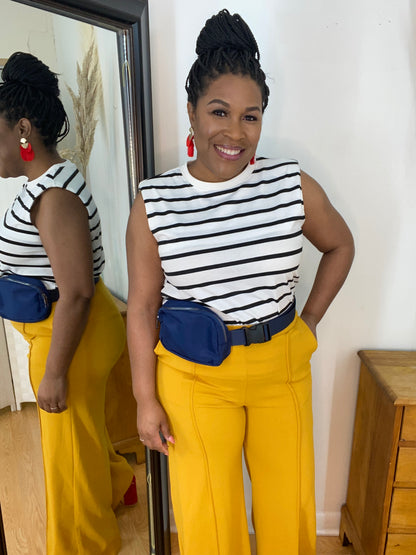 Stripe Shoulder Pad Top