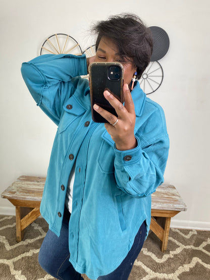Teal Fleece Shacket