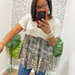 Camo Ruffle Stripe Leopard Top