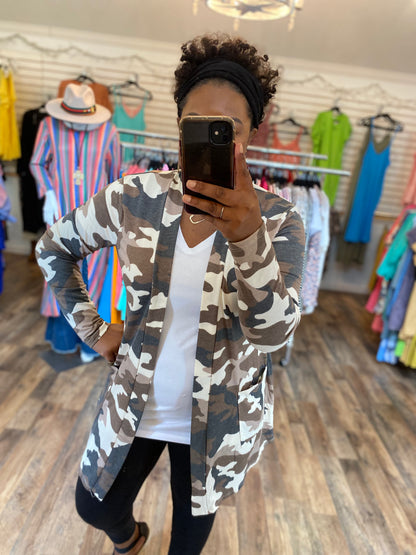 Brown Camo Cardigan