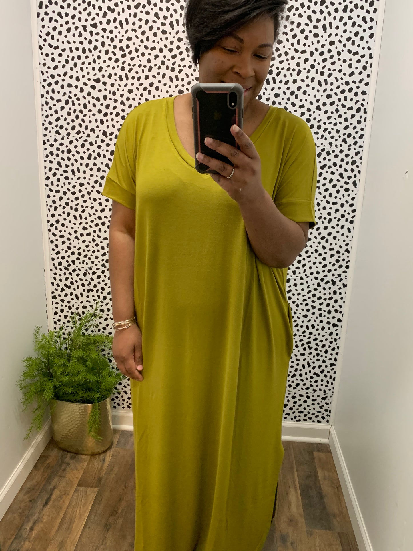Olive Side Slit Maxi Dress