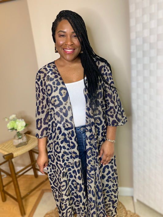 Sheer Leopard Kimono