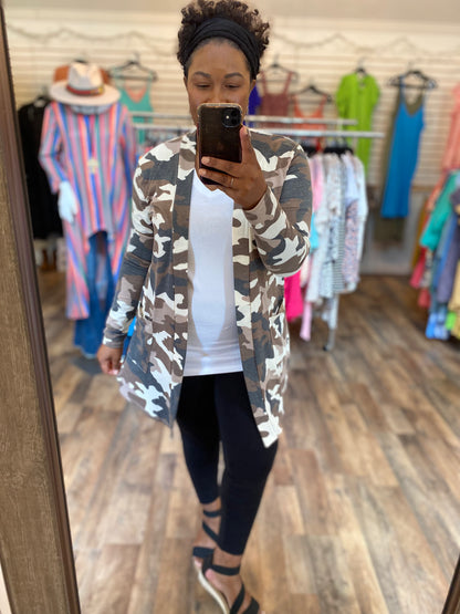 Brown Camo Cardigan