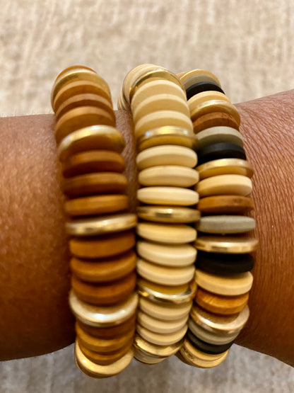 Cream Wood Beaded Bracelets