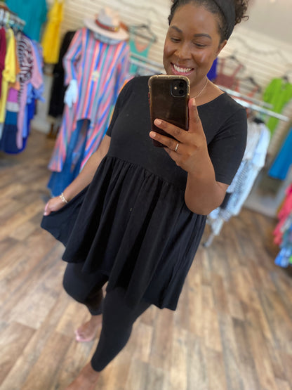 Black Empire Waist Tunic Top