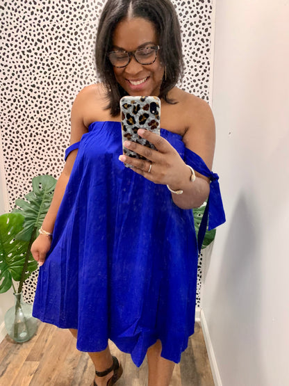 Open Shoulder Tie Dress