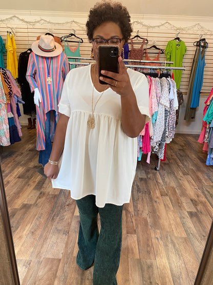 Cream Empire Waist Top