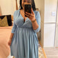 Blue Gray Surplice Dress