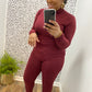 Burgundy Mock Neck Set